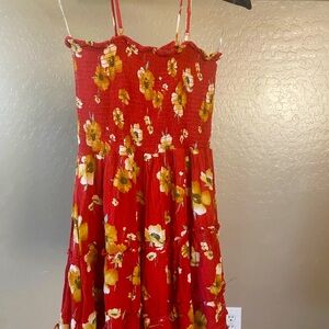 Purple Snow, midi dress, XL, floral, red